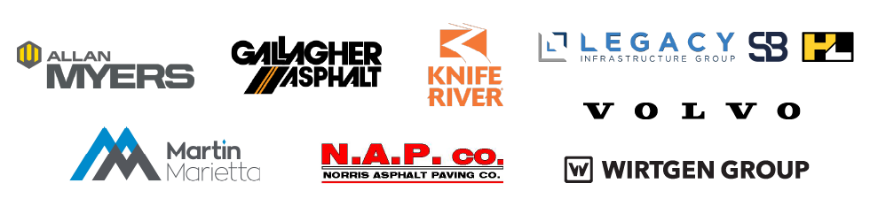 Allan Myers, Gallagher Asphalt, Knife River, Legacy Infrastructure Group, Martin Marietta, Norris Asphalt, Wirtgen
